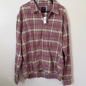 GAP Pink Plaid Button-Up Flannel